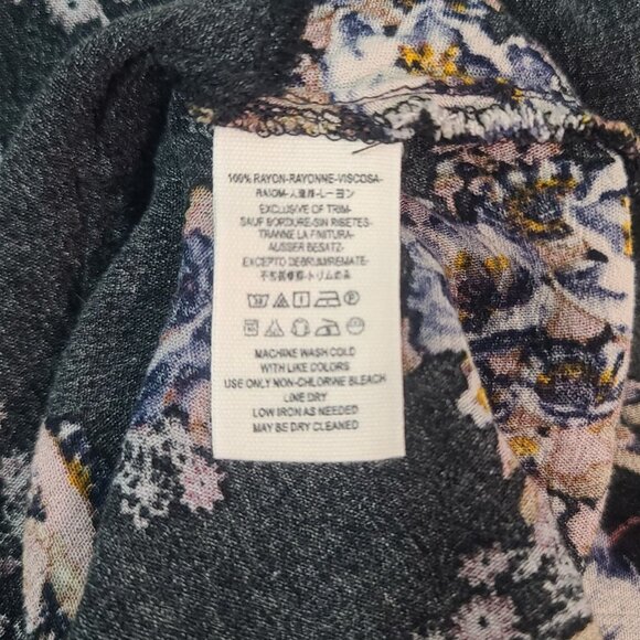 Free People Sz S Sleeveless Black Floral Swing Mini Dress Pockets Gauzy Boho - Picture 14 of 14